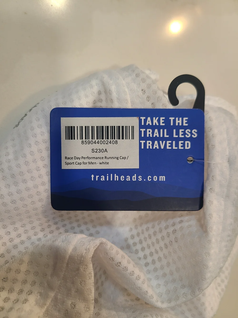 Trailheads White Mesh Race Day Performance Running Sport Cap